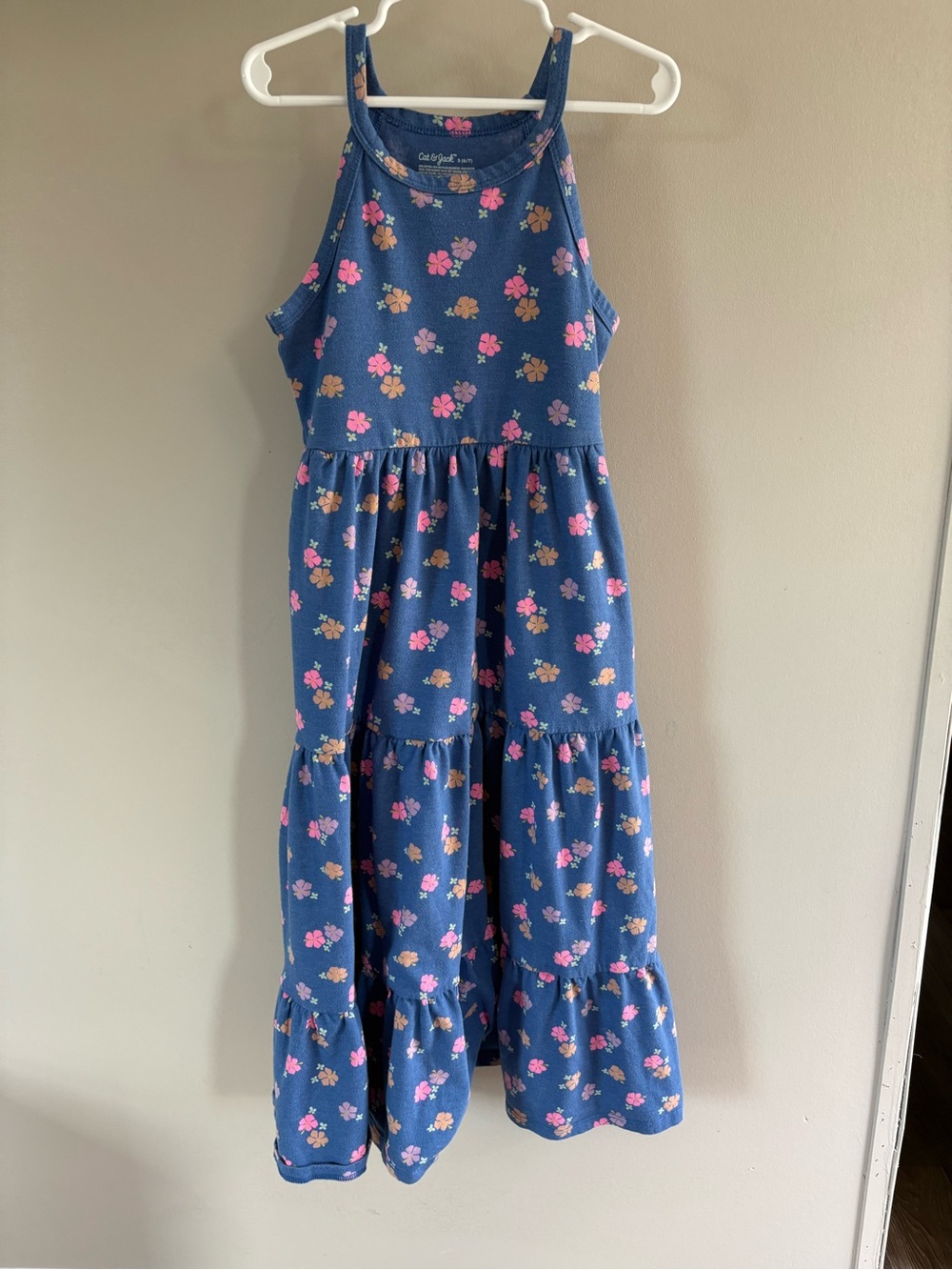 Cat & Jack Blue Floral dress with Pink & Peach Blooms